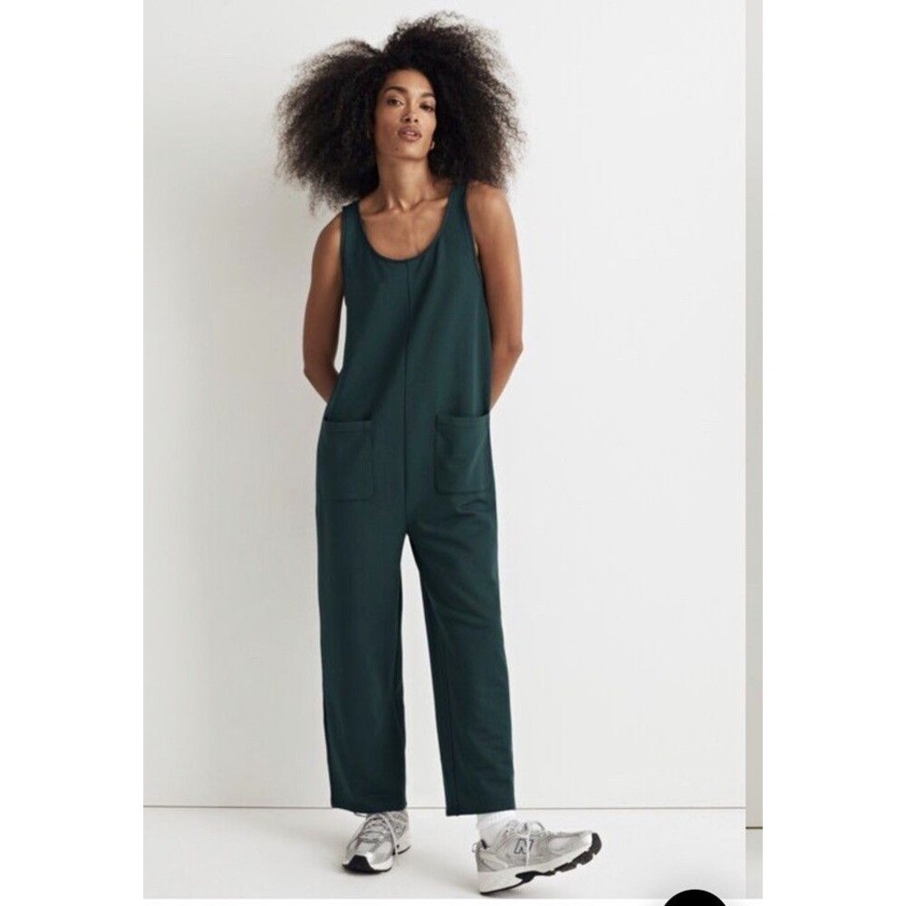 Madewell MWL Women’s Wide-Leg Sleeveless XL Superbrushed Pull On Jumpsuit Green